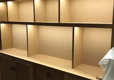 Built-in shelving unit with LED lighting